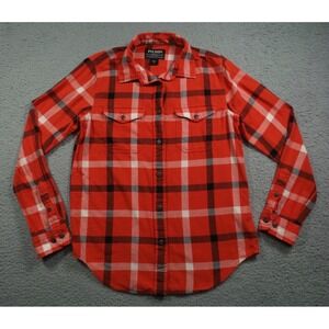 CC Filson Shirt Womens Size Small Red Plaid Button Up Fannel Pockets Long Sleeve